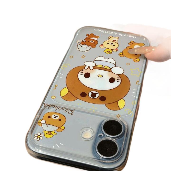Rilakkuma Kitten Large Window Soft Case for Apple 17promax 16/15/14pro Phones.