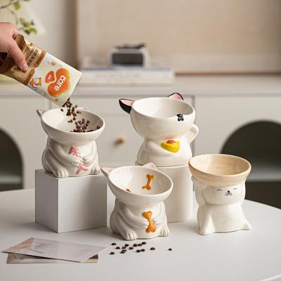 Anti-tip Ceramic Cat & Dog Bowl: Slanted Design for Cervical Spine Protection