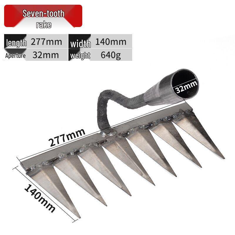 Six-Tooth Steel Weeding Hoe & Root Rake for Soil Loosening and Farming