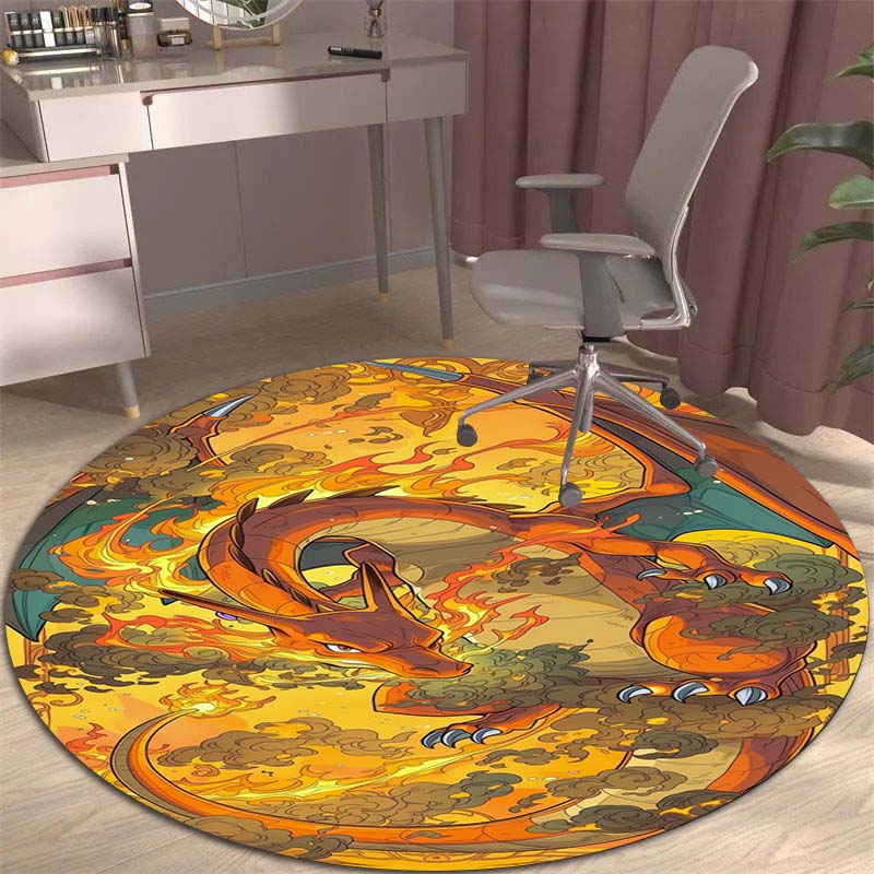 3DPikachu HD Cartoon Round Rug, Suitable for Decorating Living Rooms, Bedrooms, Sofas, and Playrooms; Non-slip Gift.