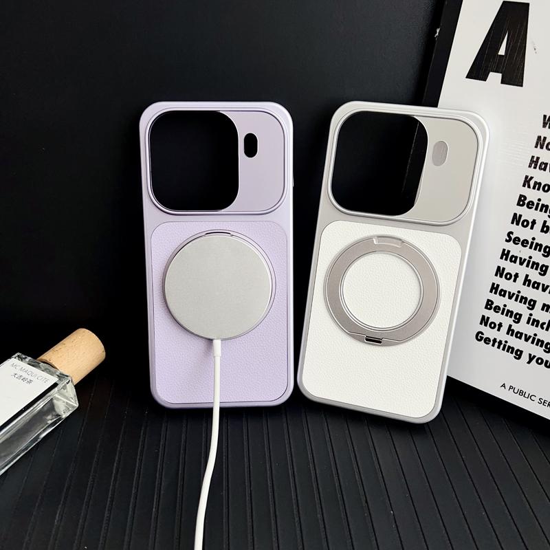 For Oppo Find X8 X9 Pro Ultra Case Litchi Grain Leather Strong Suction Metal Kickstand 360° Rotatable Spray Coating Hybrid Cover