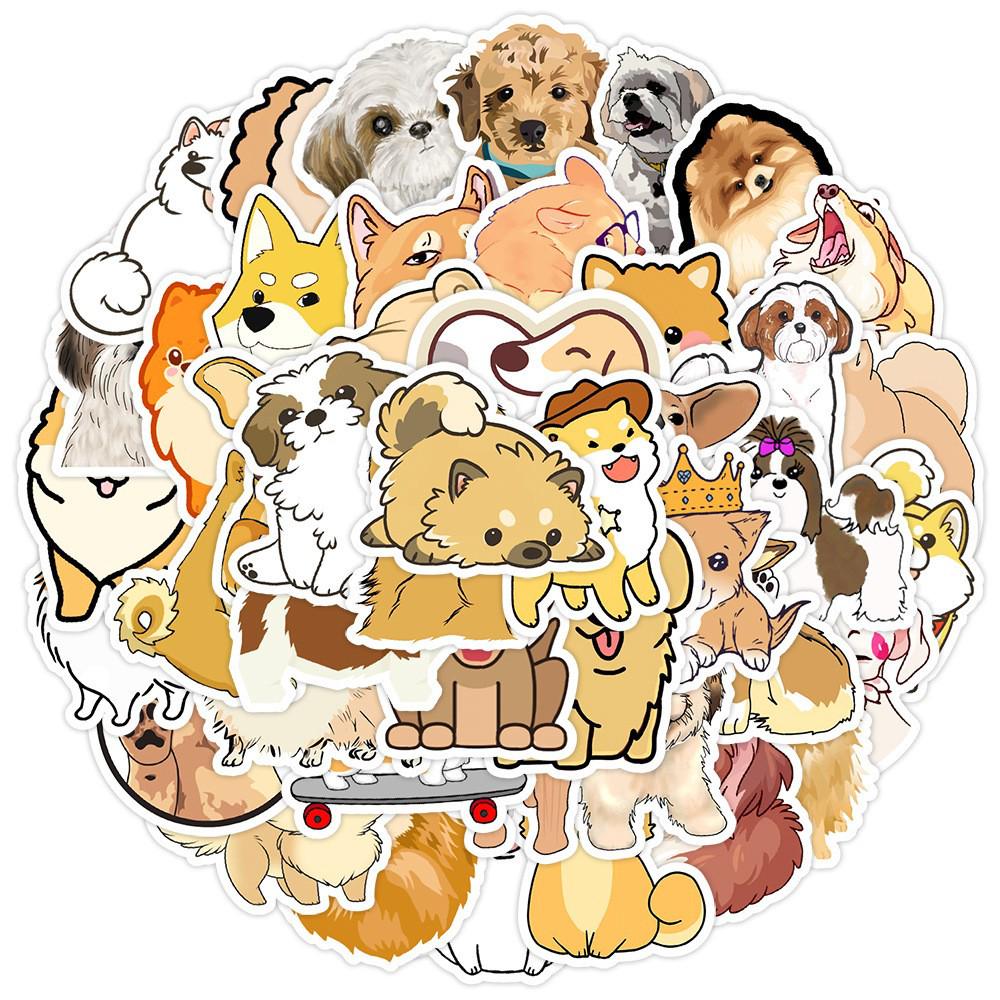 50PCS Cute Cartoon Puppy Stickers: Waterproof Decorative Decals for Phone, Tablet, Laptop, and Refrigerator