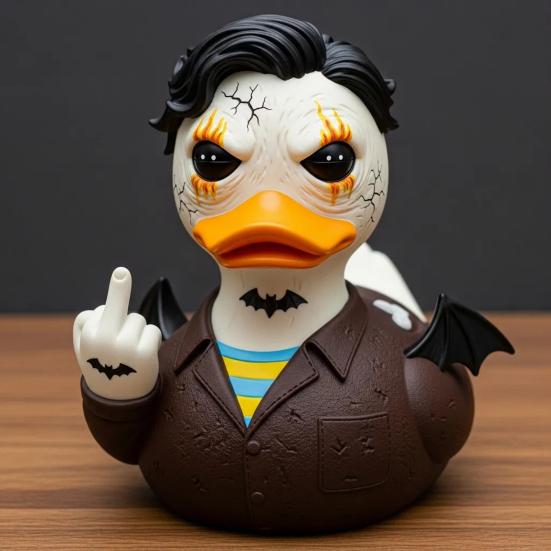 Halloween Middle Finger Duck Spooky Skull Bat Pumpkin Duck Figurine Resin Desktop Ornament for Holiday Home Office Decor