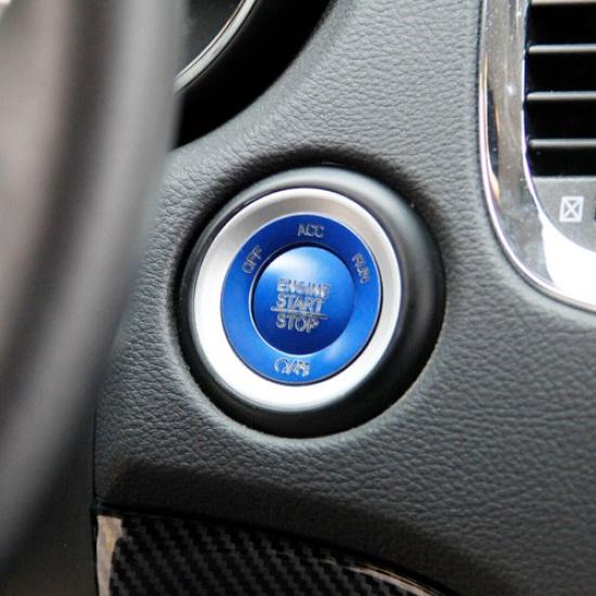 For Dodge Durango 2014-2024 Blue Alloy Start Button One-Click Switch Cover Trim