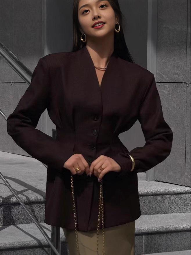 2025 High-End Retro V-Ausschnitt Einreiher Herbst/Winter Anzug