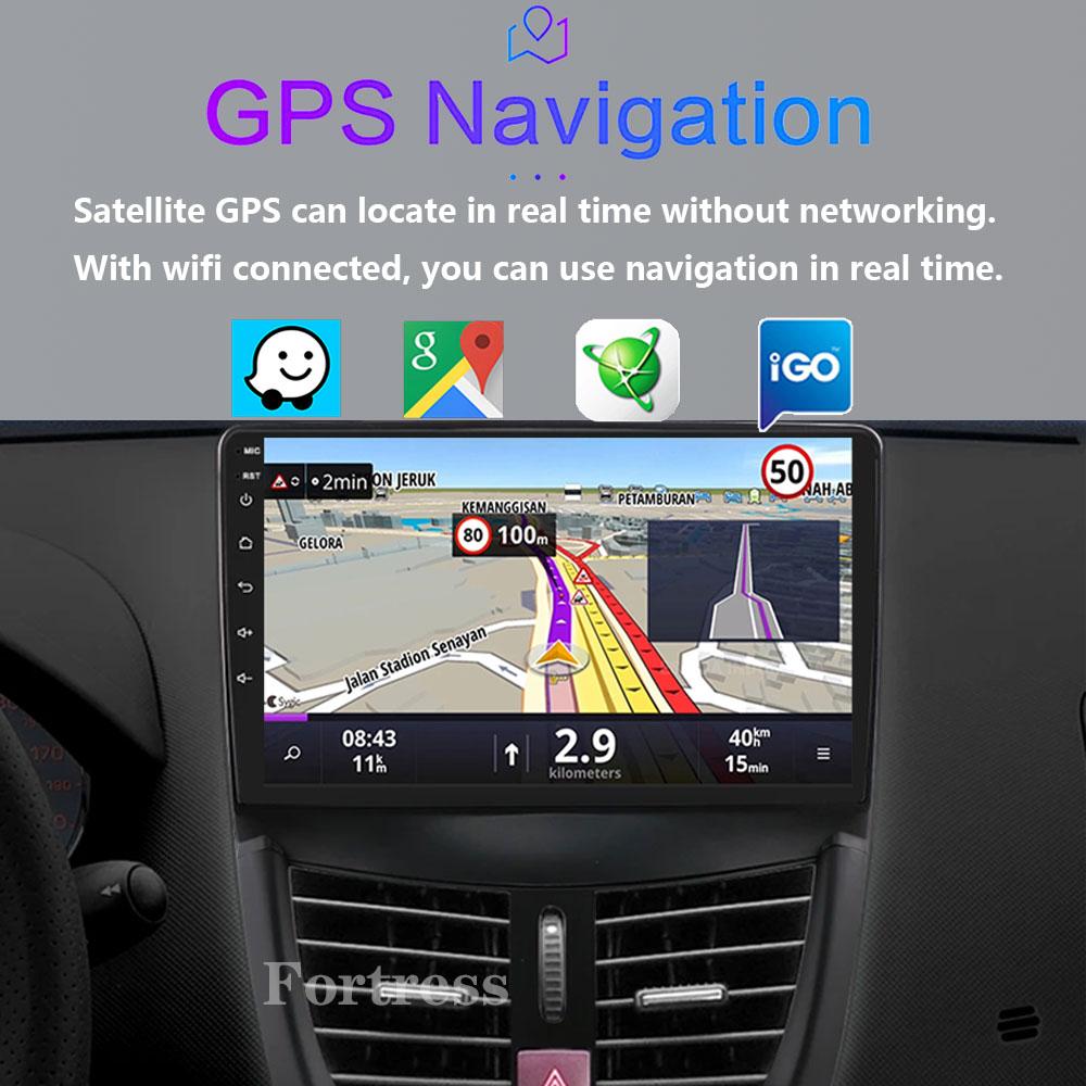 4G WiFi For Peugeot 207 207CC 206 Plus 2007-2013 Android Carplay 2 Din 9 Inch Radio GPS Navigation Multimedia Player Head Unit