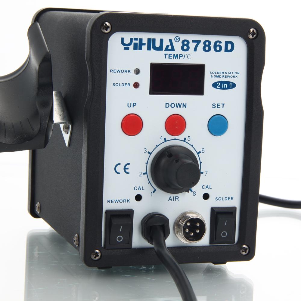 YiHUA-8786D 2in1 110V Soldering Station Hot Air Gun Soldering Iron Kit 3 Nozzles