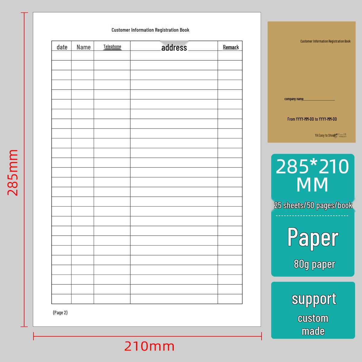 Customizable Customer Information Registration and Data Log Book