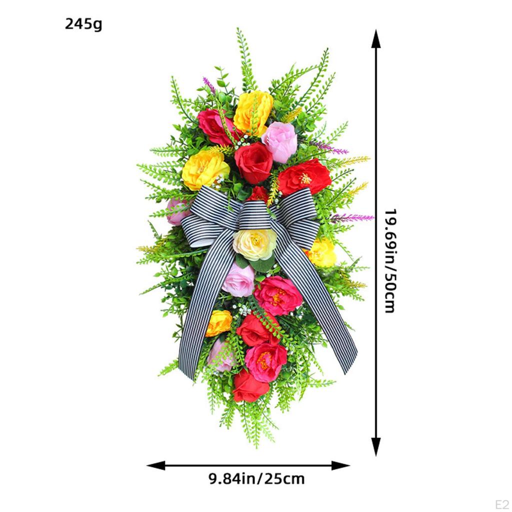Floral Teardrop Swag Artificial Flower Wreath Decorating Wall Decor Door Wreaths Spring Summer
