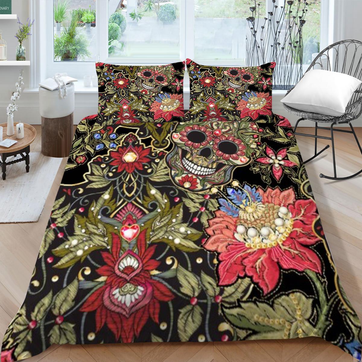 

Детские домашние комплекты постельного белья с наволочкой, постельное белье с принтом черепа, костюм с наволочкой, постельное белье EU Single 135x200cm