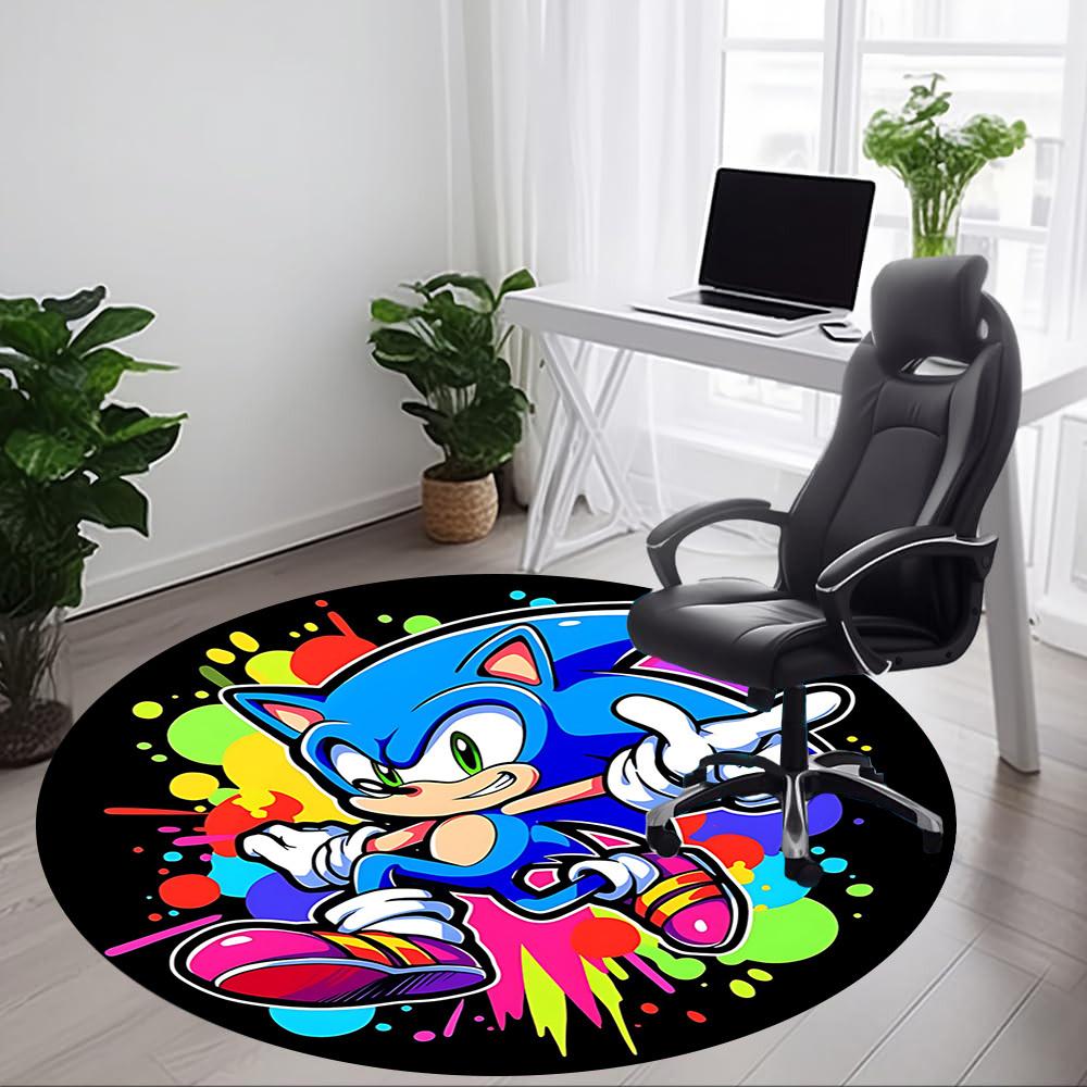 1pc Sonic Colors Office Round Area Rug, Under Office Chairs Bedroom Living Room Home Decor a0926041