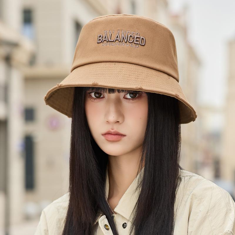 Spring and Autumn New Hat Women's High Quality Embroidered Letter Cotton Bucket Hat Sun Protection Hat
