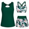 Women's Floral Printed Separate Three Piece Swimsuit With Bra Pads No Steel Bra Sexy Bikini