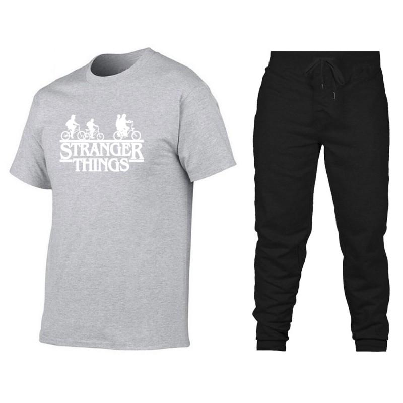 Mens Cotton Short Sleeve T-Shirt Pants Set Casual Sportswear Outfit Teens Young Adults