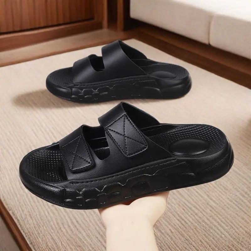 Shoes Platform Beach Slippers for Men Leather Comfortable Clappers 2026 Fun Style Original Summer Sale Eva Trend Pvc Sandals Man