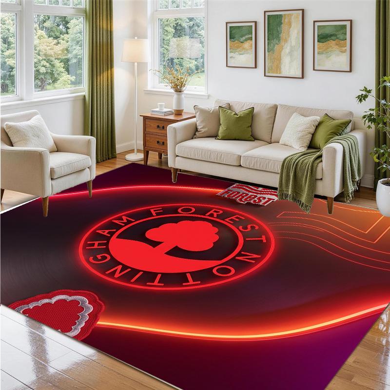 Nottingham Forest Fußball Design Kristall Samt Teppich Weiche Dekorationsmatte für Schlafzimmer Eingang