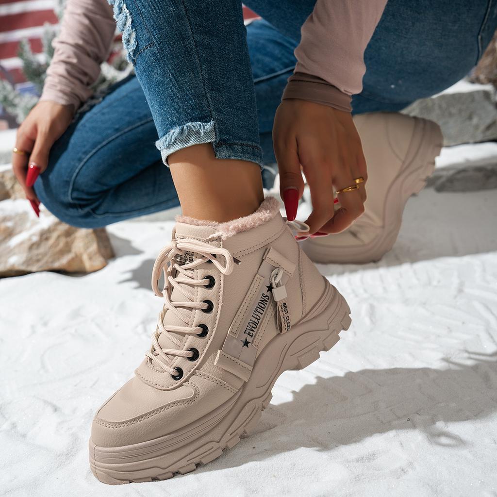 Fashion Women Boots Winter Snow Boots For Women Casual High-top Shoes Warm Fur Womens Sneakers Platform Ankle Boots White Ladies Shoes