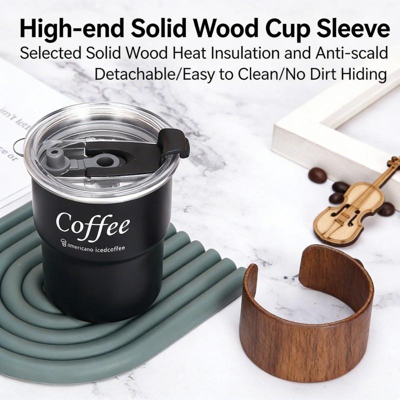 300Ml Coffee Cup With Straw Cover Portable Stainless Steel Anti Scalding Outdoor Camping Beer Mug