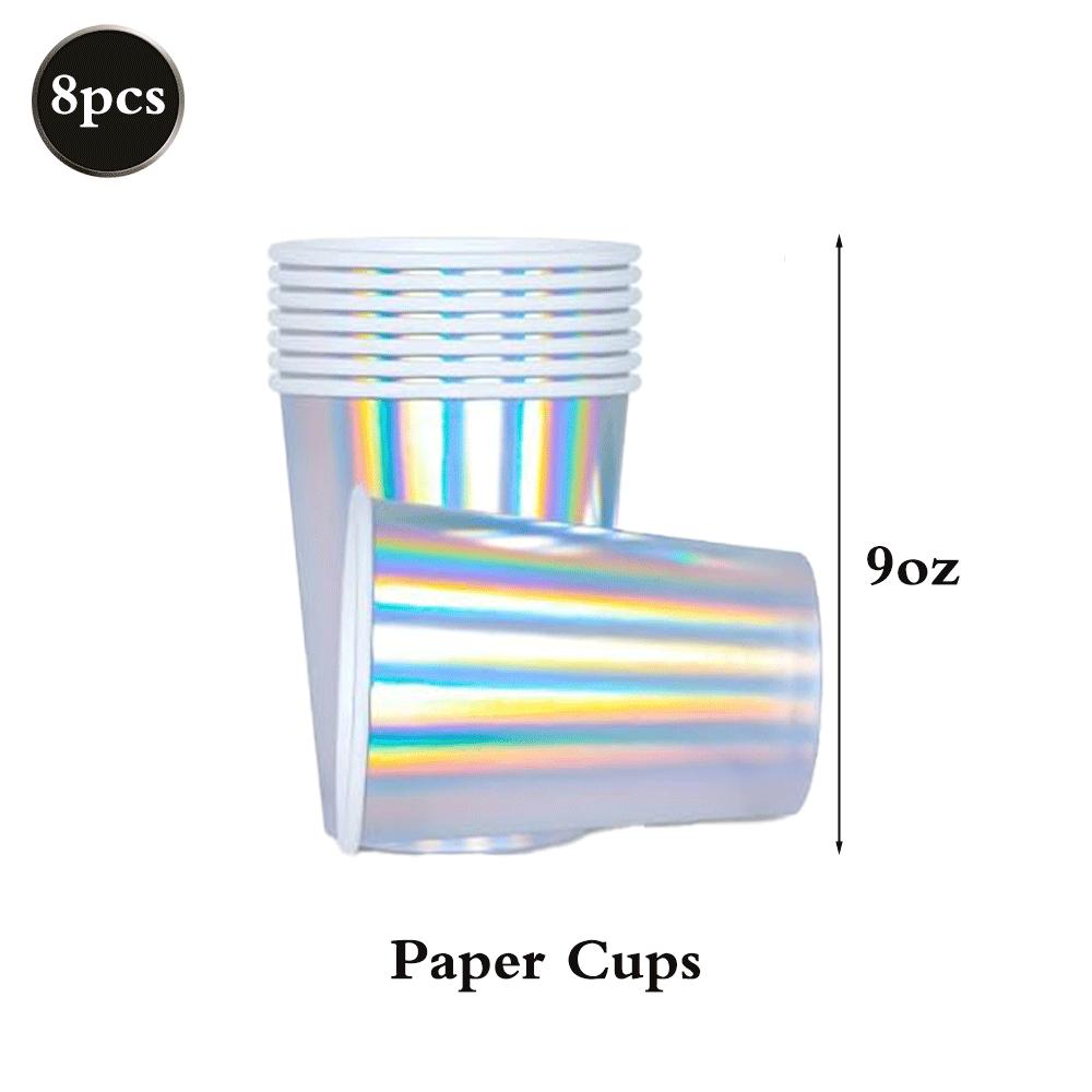 Holographic Mermaid Party Decorations Iridescent Under The Sea Girls Birthday Shell Tableware Plates Cups Tablecloth Baby Shower