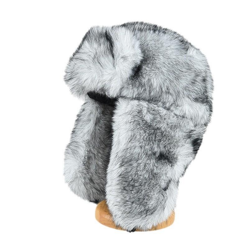 Imitation Mink Fur Thunderbolt Hat Men and Women Winter Thickened Long Plush Outdoor Warm Ear Protection Hat Big Head Circumference
