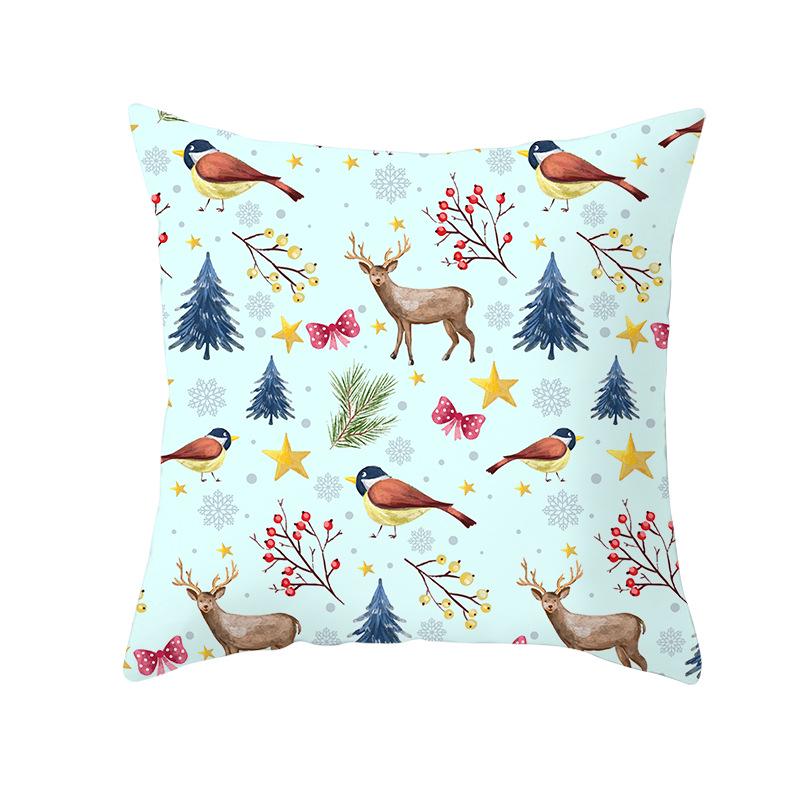 Christmas Peach Skin Pillow Cover Nordic Sofa Cushion Cover Cartoon Print Pillow Cover