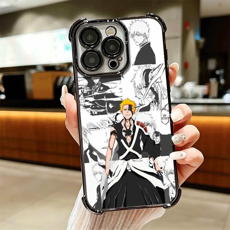 Bleach Anime Ichigo Kenpachi Plating Phone Case For Iphone 16 17 Pro Max Air 16E 14 15 Plus 12 13 Mini Anti-Fall Airabag Cover