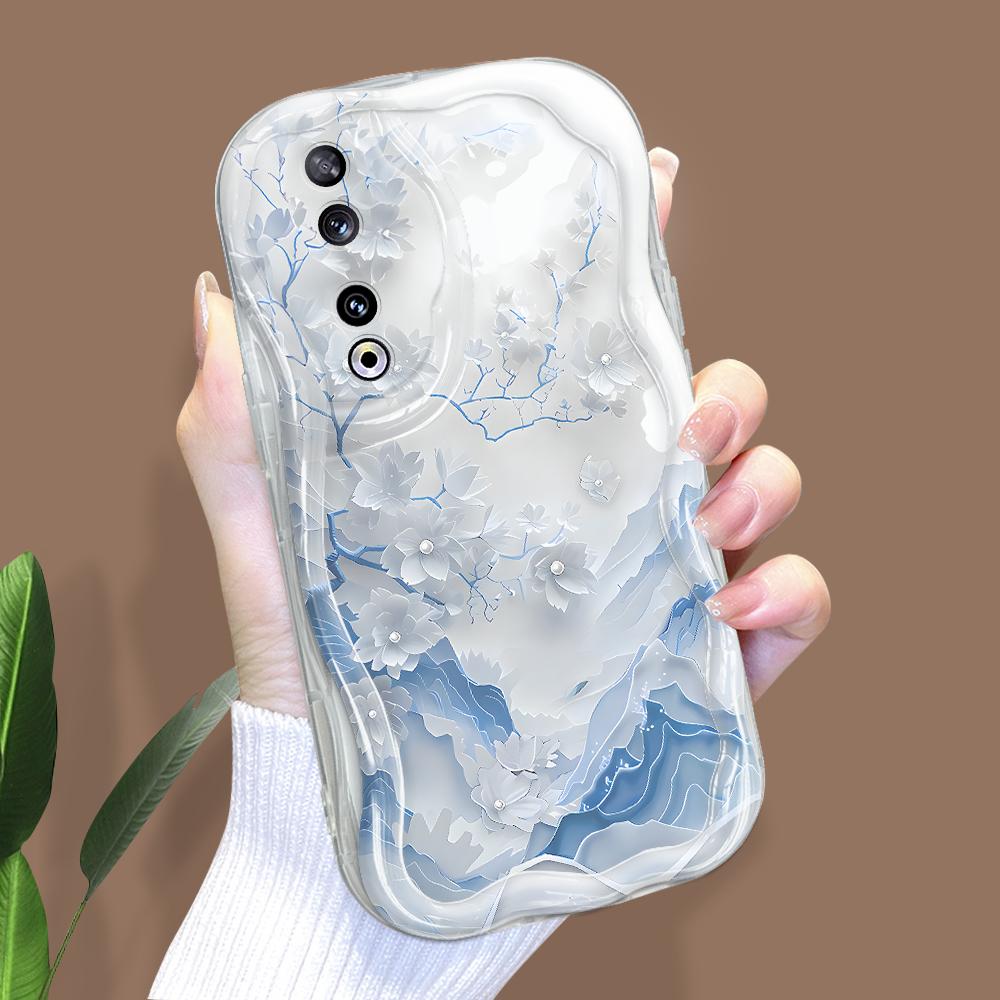 

Милый мультяшный узор, кремовая текстура, мягкий силиконовый чехол с волнистыми краями, чехол для телефона для Huawei Honor Infinix Tecno iPhone Infinix Hot 40 Pro прозрачный