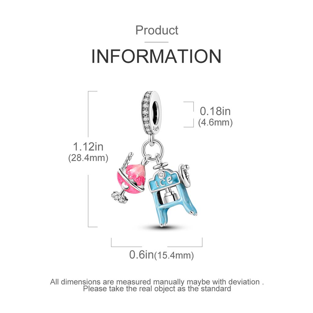 Copper Plated Shaved Ice Machine Ice Cream Pendant Beads Fit Charms Plataoriginal Bracelet Beads Women Jewellery Making