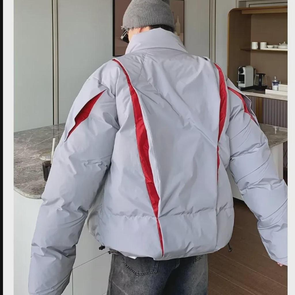 Unisex Trendy Pleated Stand Collar Cotton Jacket - Stylish and Warm Winter Coat