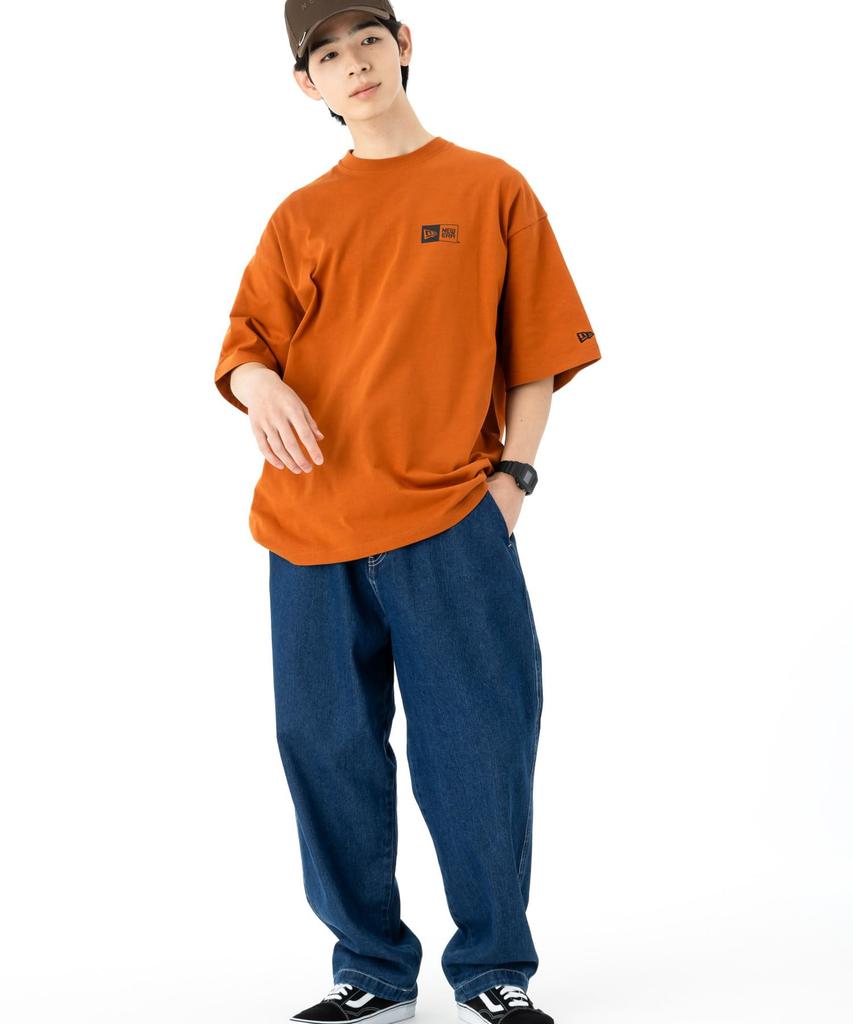 New Era Short Sleeve Oversized Rust Orange Black Oversized Cotton Tee Box Logo T-shirt S/S
