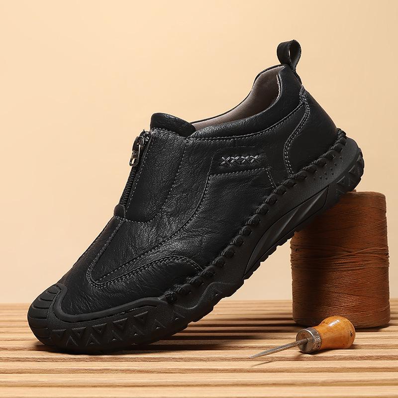 Herren Slip-On Freizeitschuhe Herbst 2025 - Weiche, Rutschfeste Sohle, Reißverschluss, Flacher Absatz, Atmungsaktiv