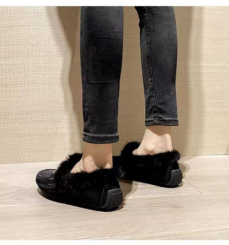 Mocassins d'hiver 2025 pour femmes en cuir véritable et fourrure: Chaud, Plat et Élégant pour les Femmes Enceintes