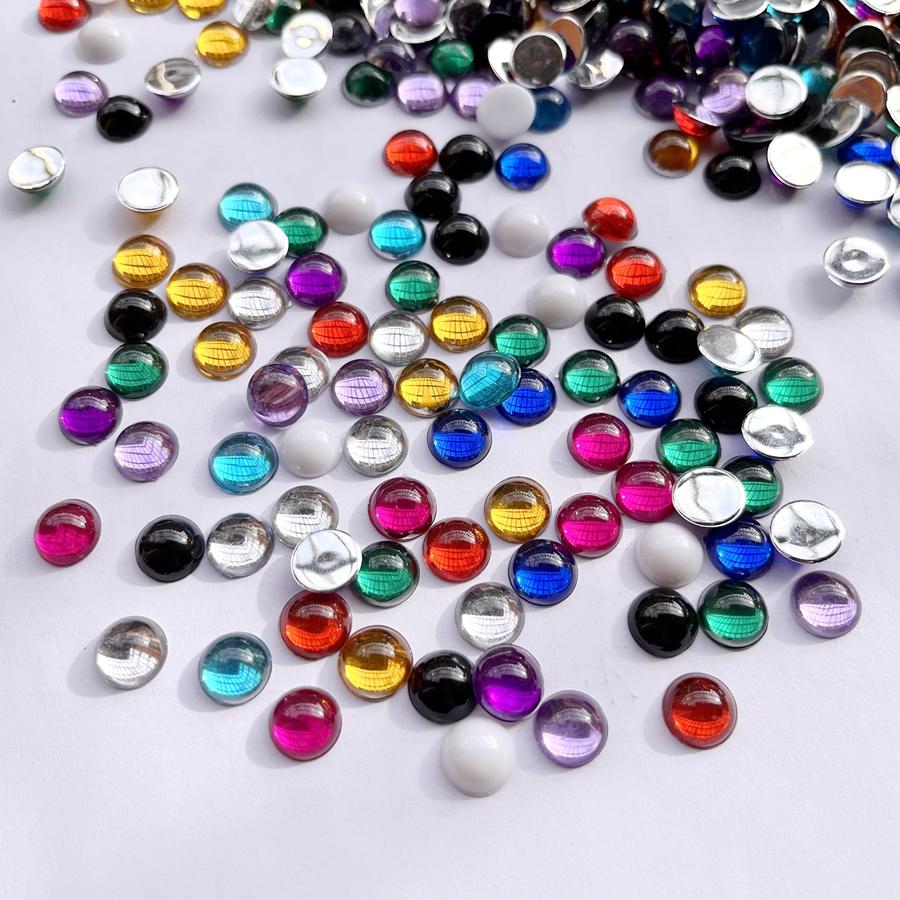 100 Pcs Beautiful Color 10mm Semi-circular Phone Case Decoration Flat Back DIY Jewelry Decoration Crystal Rhinestone