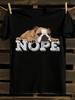 English Bulldog 'NOPE' Graphic T-Shirt Mens Tshirt Womens Tshirts with Letters Print Short Sleeves T-Shirt Casual Street Tee Shirt Top