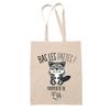 Tote Bag - PLANETEE - Eva Bas Les Pattes Raccoon - Natural Cotton - Raccoon Pattern - Printed In France