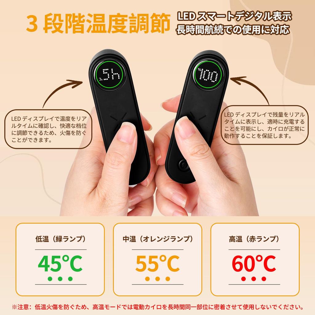 AMOVO New Magnetic Rechargeable Hand Full Rapid Reverse 3 Temperature Mobile LED Battery Level Large Perfect for Business and Winter [2025 Type,