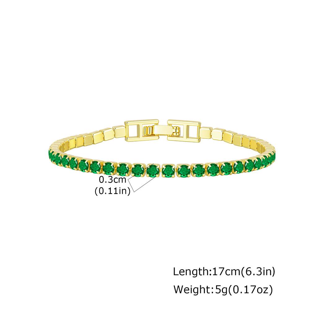 Adjustable Colorful Crystal Tennis Bracelet for Women High Quality 3mm Cubic Zircon Chain Bracelets Luxury Fashion Jewelry Gift