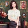 New Fashion Summer Short Sleeve Chinese Style Doll Collar Embroidery Chiffon Blouse Shirt Women Tops J392