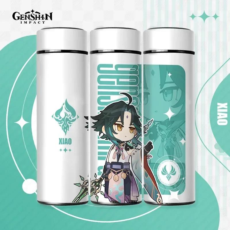 500ml Genshin Impact Thermo Bottle Stainless Steel Kawaii Anime Insulated Cup Water Zhongli Temperature Display Thermos Bottle