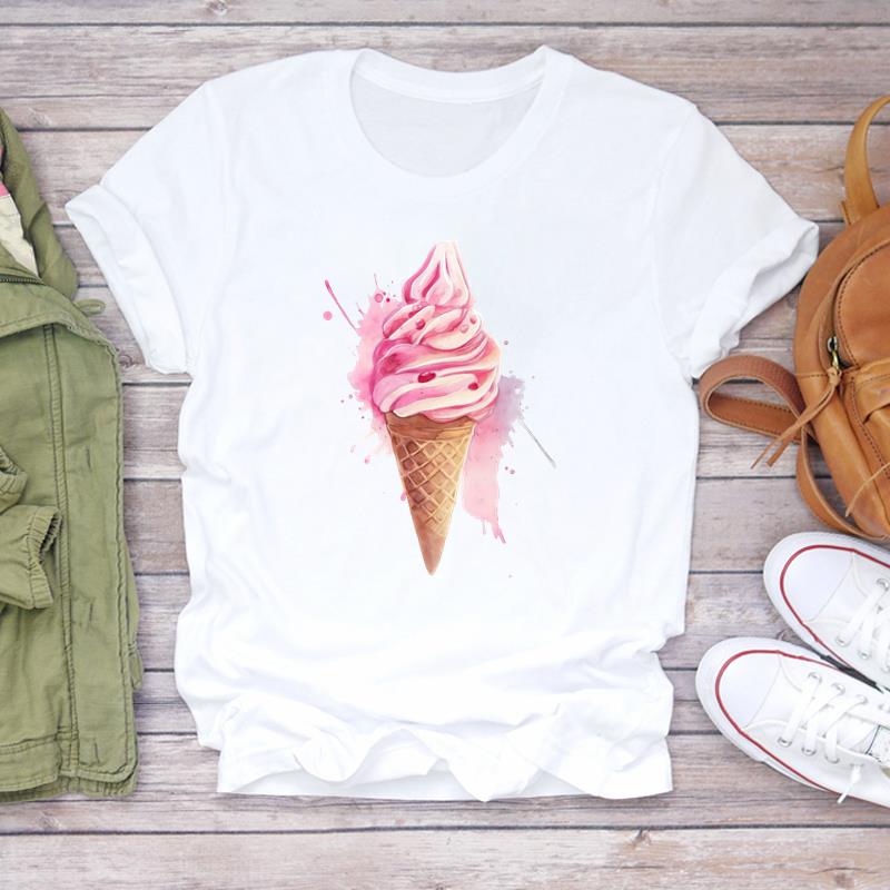 (Asian Size) Printed Women Tee Lady feather style trend Female Clothing T Shirt  Casual Fashion Top Graphic Short Sleeve T-shirts