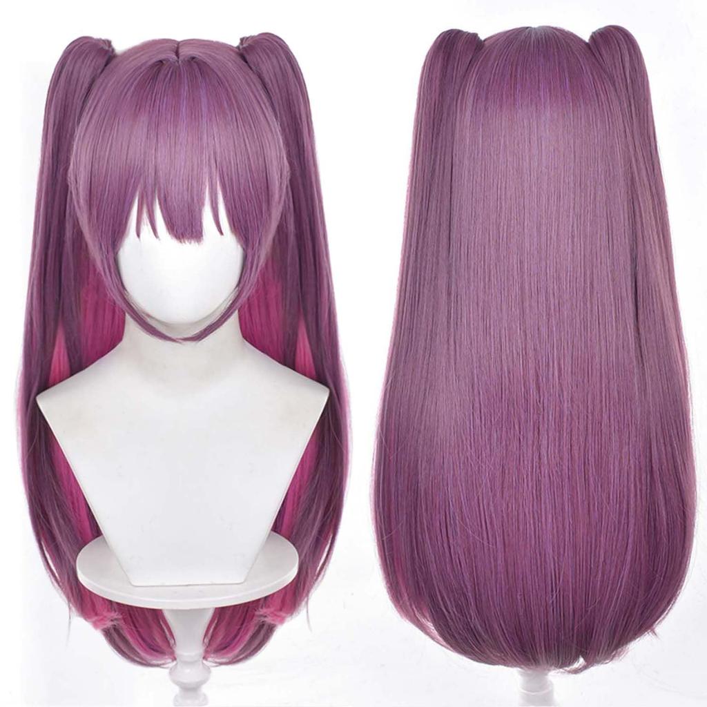 Purple Long Full Wig with Wig Perfect for Character Comic Market School and Cultural Wig, Heat-Resistant, Net, Cosplay, Events, Halloween, Festivals,