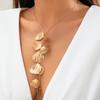 IngeSight.Z Vintage Gold Color Leaf Copper Wire Long Tassel Collar Chest Chain Necklace Women Punk Party Choker Necklace Jewelry