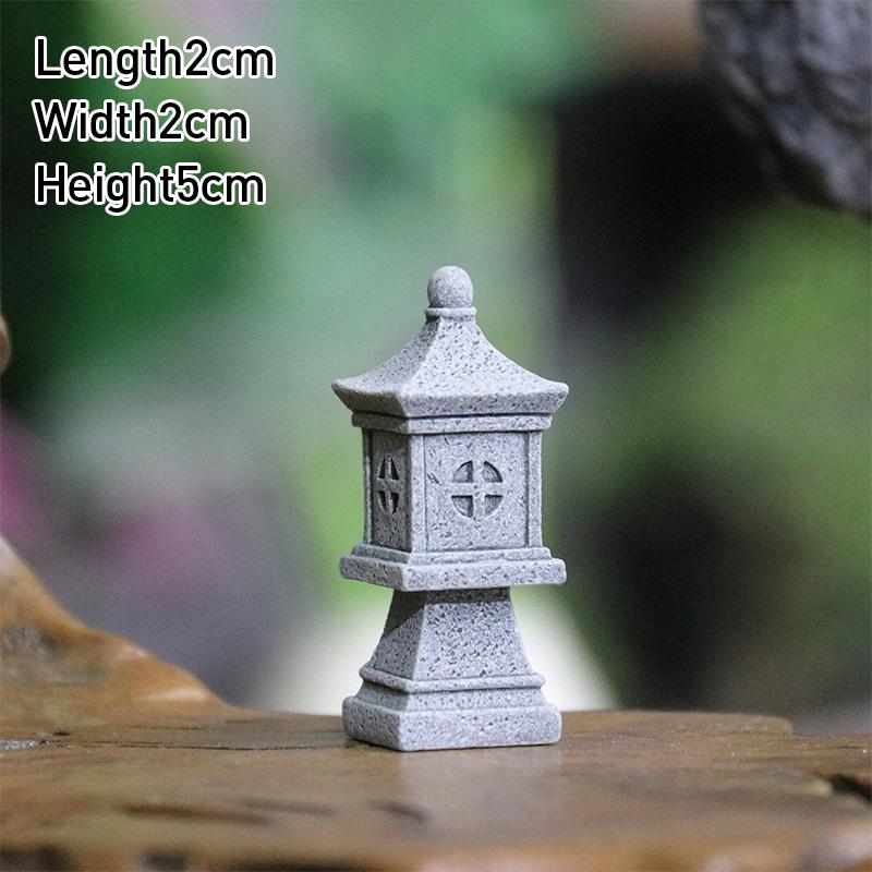 Vintage Zen Miniature Sand Stone Tower Pavilion Ornaments Lantern Figurines Japanese Garden Bonsai Rockery Lanscaping Home Decor