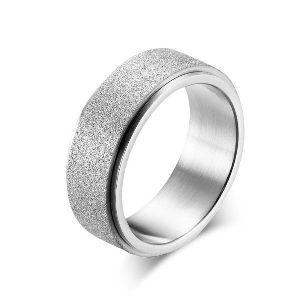 Titanium Steel Frosted Rotating Ring Stainless Steel Diamond Sand Anxiety Relieving and Stress Relieving Ring