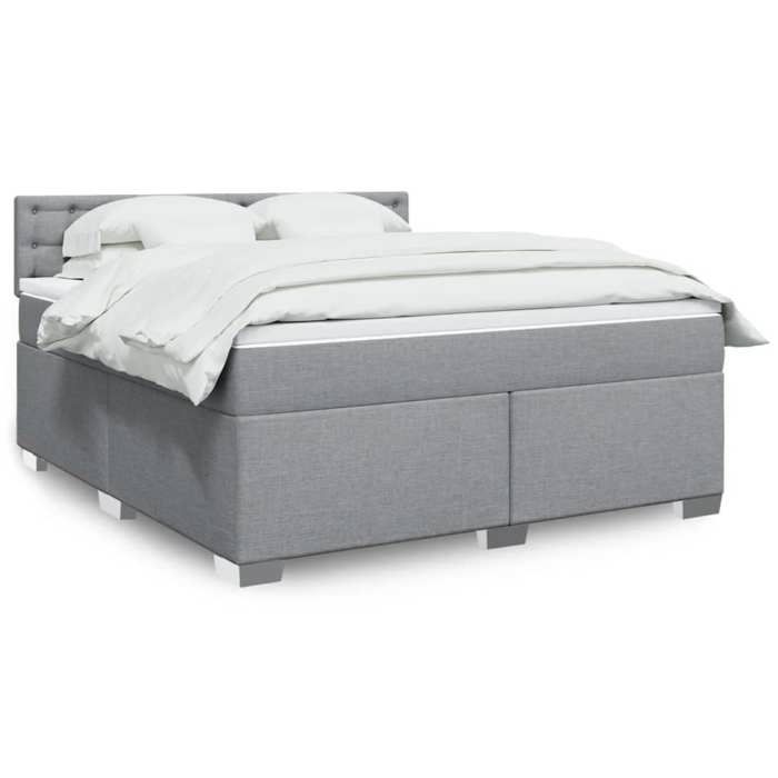 VidaXL Slat Bed Base with Mattress Light Grey 180x200cm Fabric 3288281