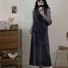 Plus Size Autumn Retro Vest and Slimming Skirt Three-Piece Set for Women