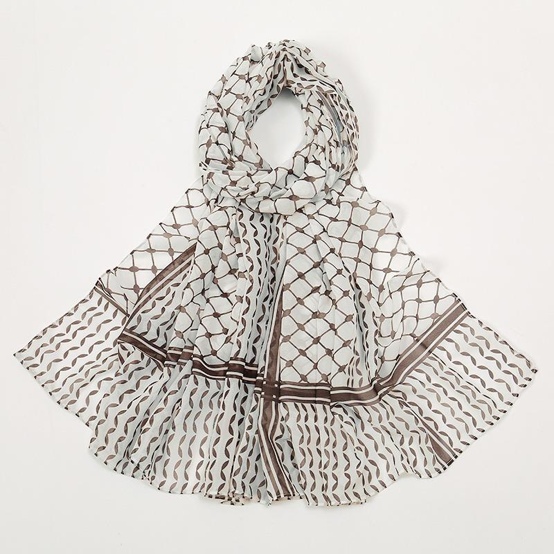 Middle East hot-selling new pearl chiffon print women's headscarf Dubai Palatinate Arabian scarf