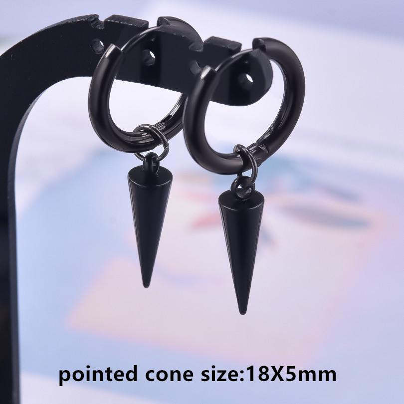 Nicht verblassend Unterschiedliche Länge Spitzkegel Hängeohrringe Edelstahl Runde Creolen für Damen Herren Schmuck Ohrpiercing Geschenk