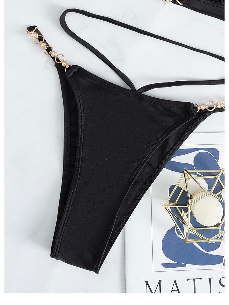 2025 European and American Solid Color Women's Sexy Bikini Split Swimsuit