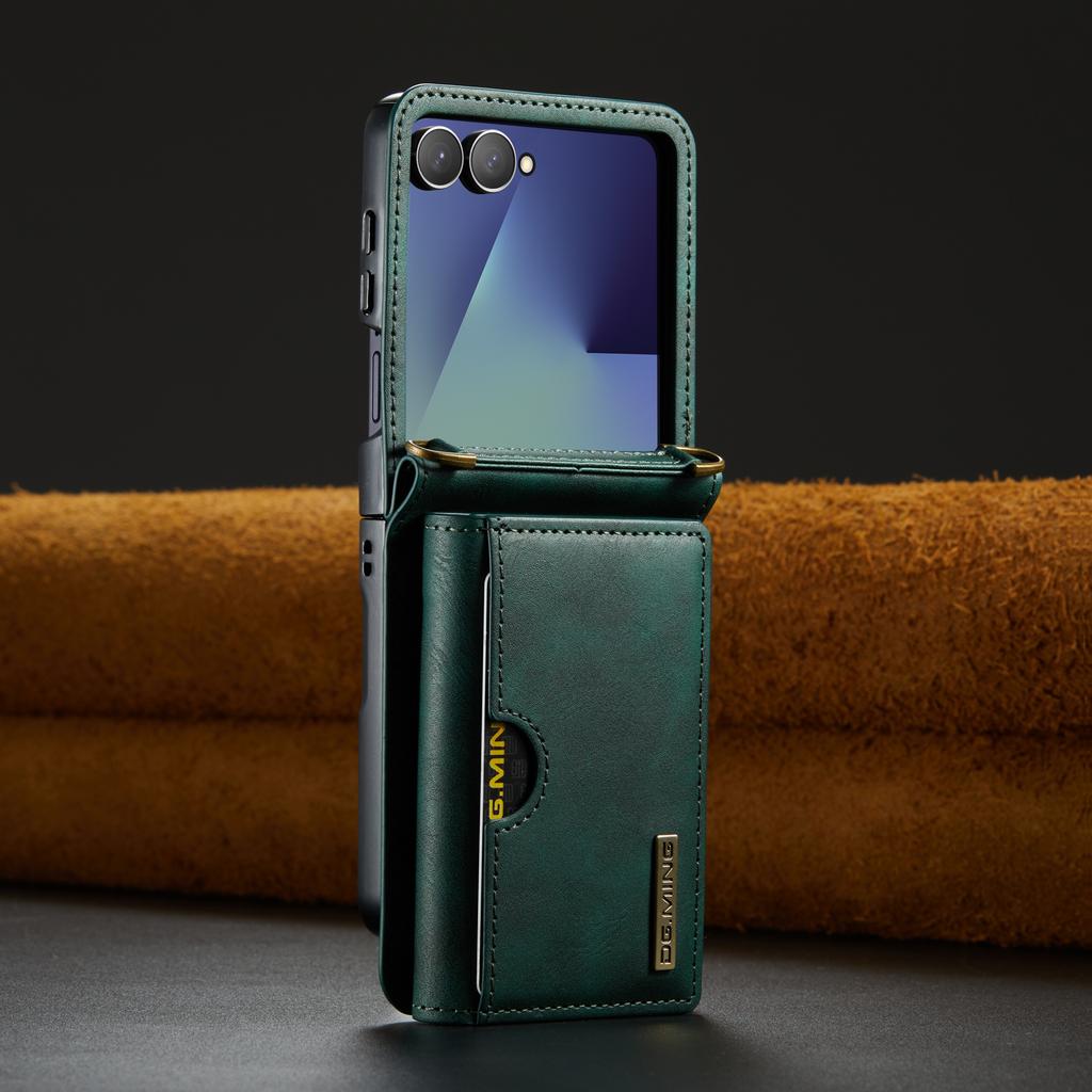 Retro Auto Leather Phone Case for Samsung Galaxy Z Flip 7 Flip6 RFID Blocking Hinge Protection Buckle Card Holder Wallet Cover